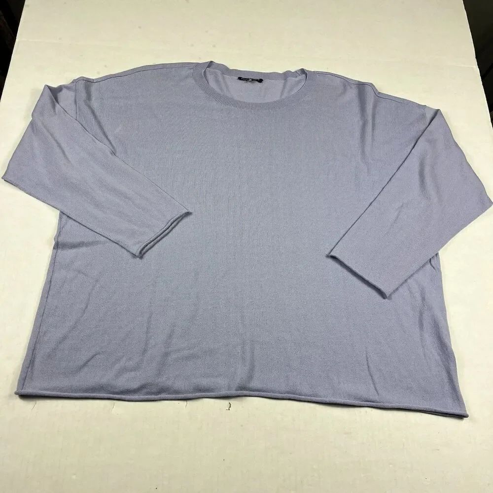 Eileen Fisher Lagenlook Sweater Purple Cozy Lightweight Knit Relaxed Fit XL FLAW